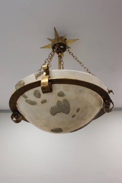 1960s-1970s Gilt Metal and Fibreglass Ceiling Light