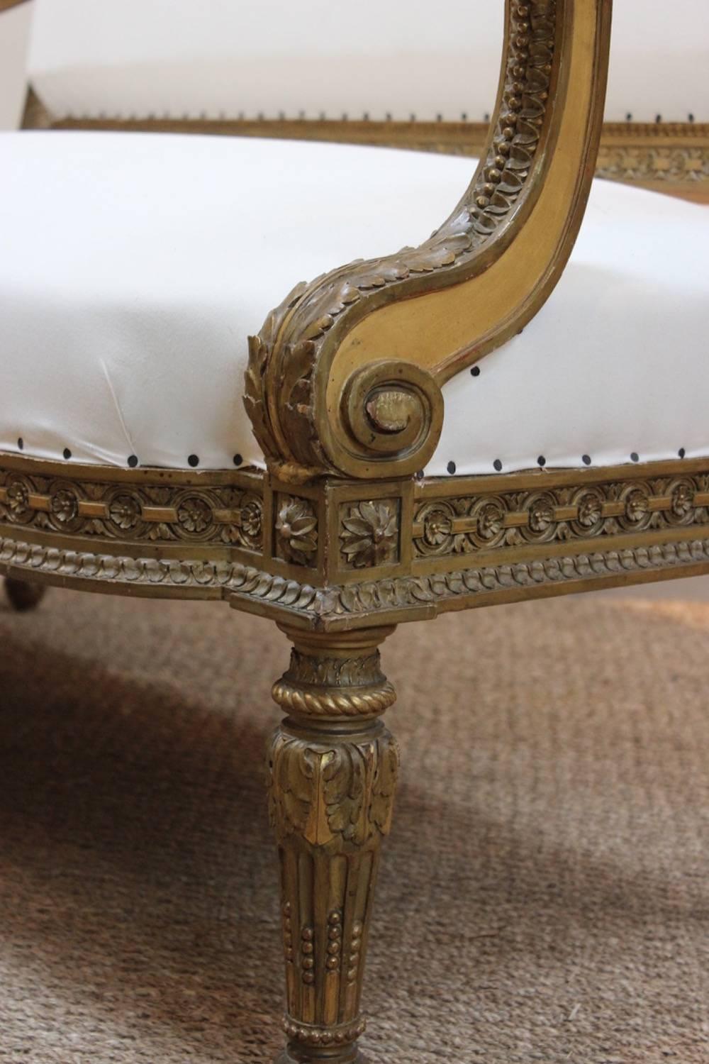 French 19th Century Louis XVI Style Giltwood Sofa