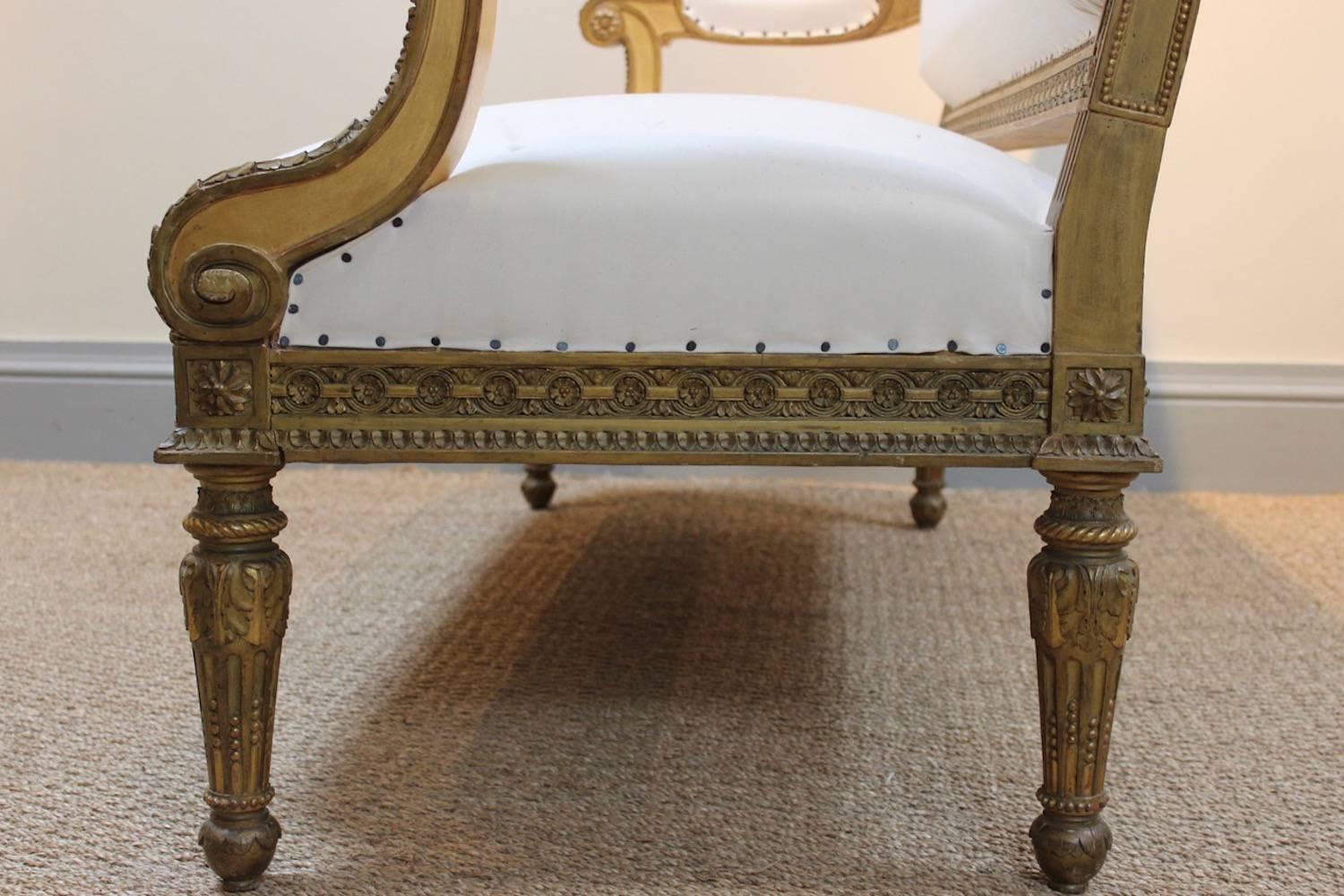 19th Century Louis XVI Style Giltwood Sofa In Excellent Condition In Gloucestershire, GB
