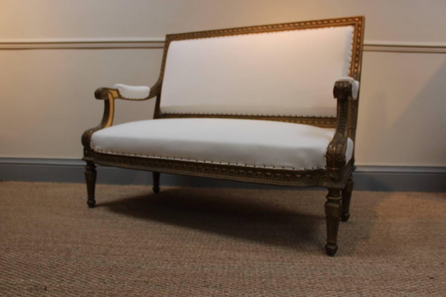 19th Century Louis XVI Style Giltwood Sofa 2