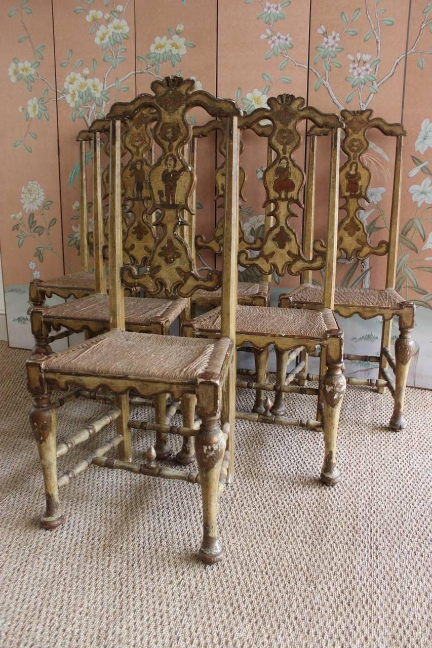 Baroque Revival Superb Group of Six Dining Chairs Attributed to Pierre Lotier