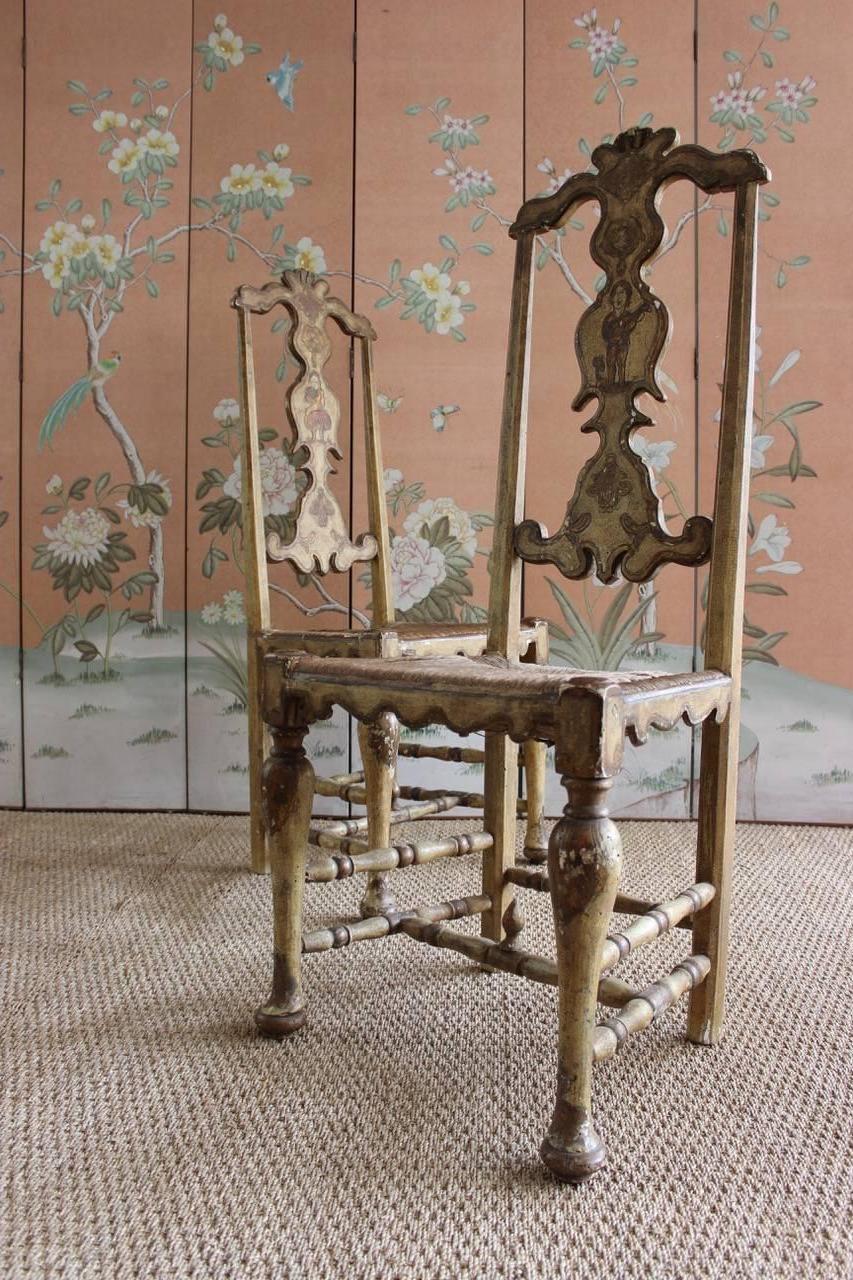 Painted Superb Group of Six Dining Chairs Attributed to Pierre Lotier