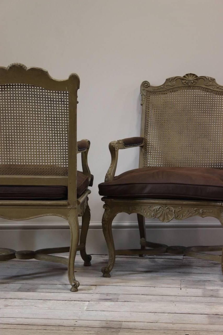 Pair of Louis XV Style Painted Armchairs In Excellent Condition In Gloucestershire, GB