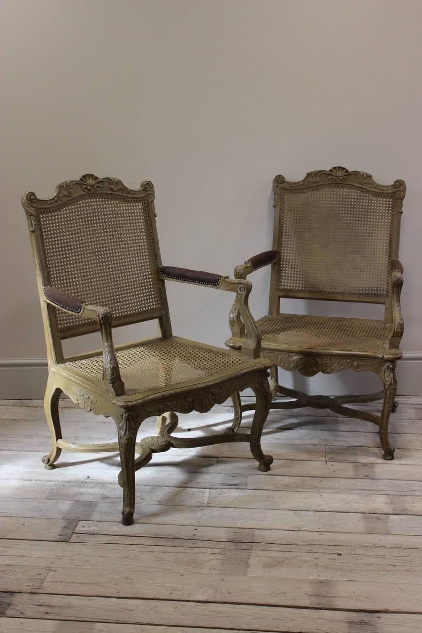 Pair of Louis XV Style Painted Armchairs 2