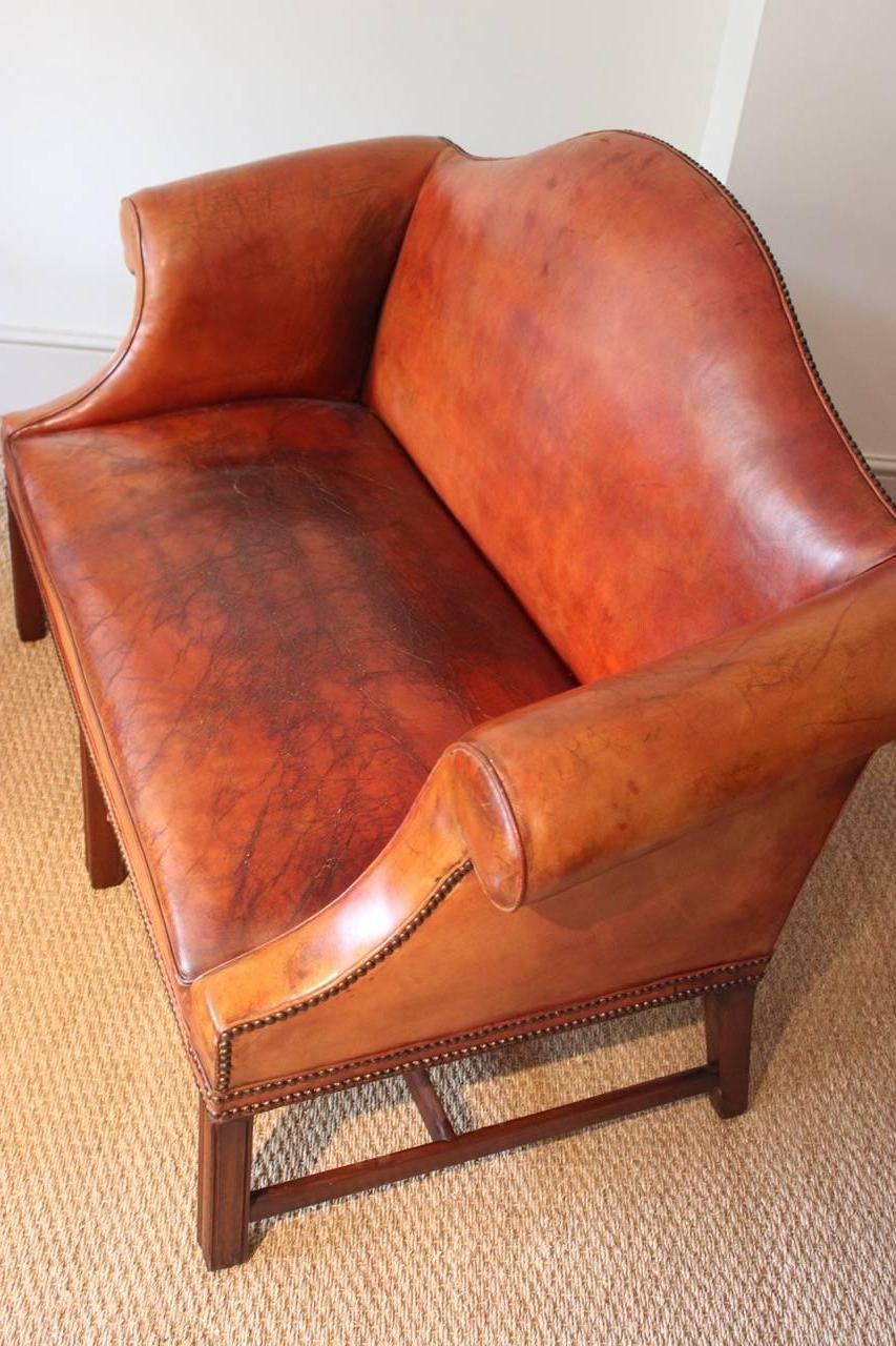 Pair of Early to Mid-20th Century English Humpback Leather Sofas 3