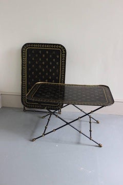 Pair of Japanned Metal Folding Occasional Tables