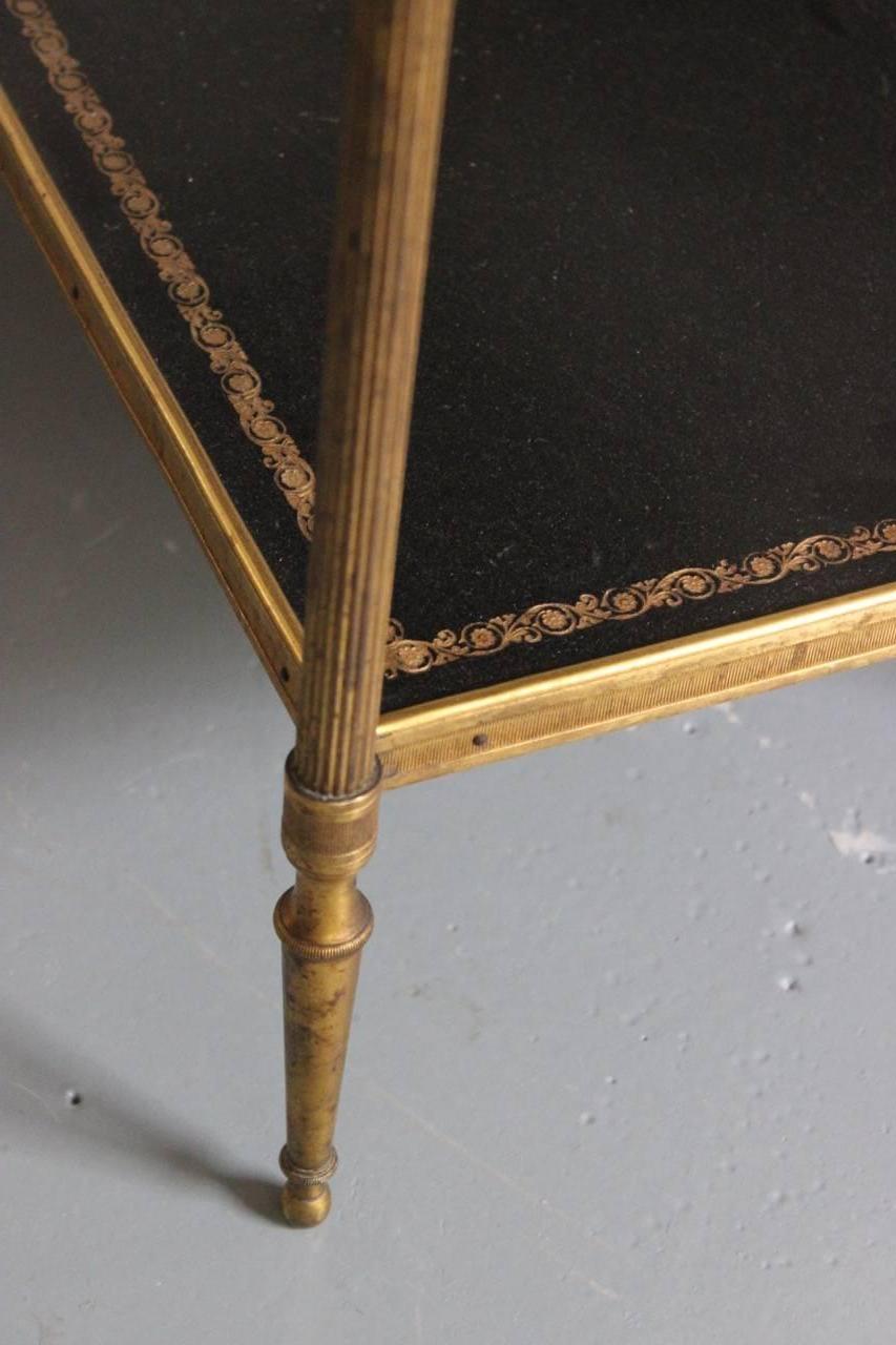 Gilt Fine Pair of 1940s Brass and Leather Occasional Tables