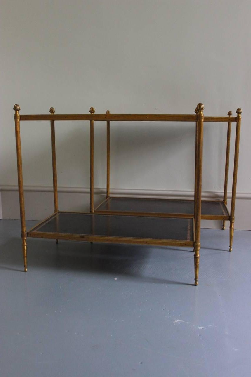 Fine Pair of 1940s Brass and Leather Occasional Tables In Excellent Condition In Gloucestershire, GB