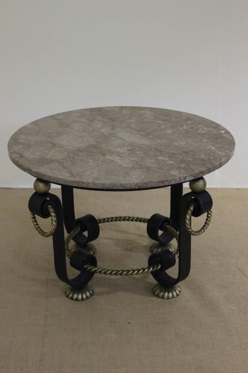 20th Century French 1940s Iron Table Attributed to Gilbert Poillerat For Sale