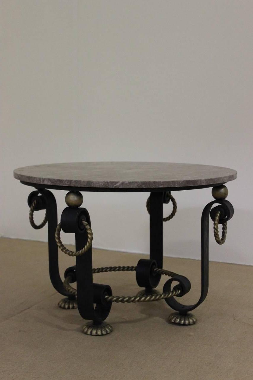 Wrought Iron French 1940s Iron Table Attributed to Gilbert Poillerat For Sale