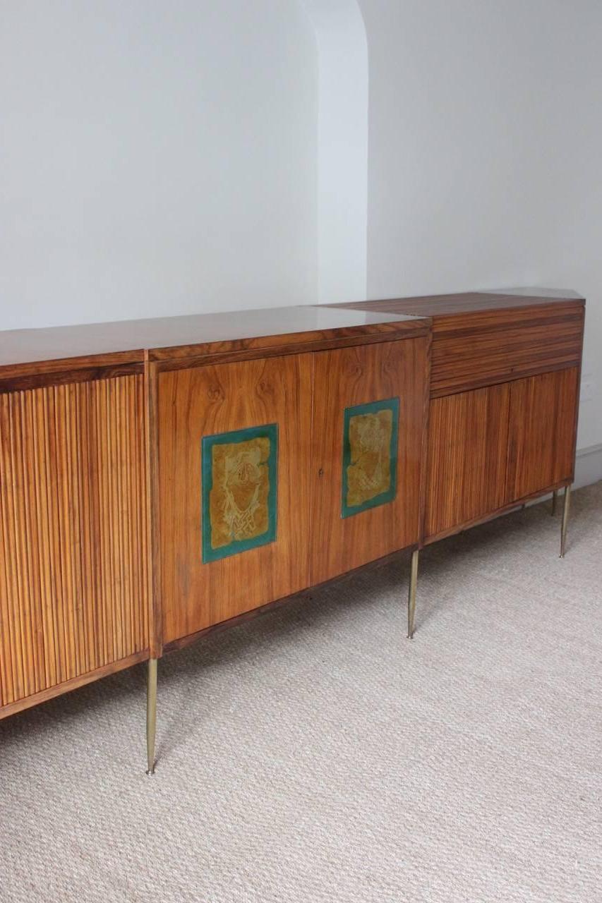 Mid-Century Modern Large Italian 1960s Rosewood Side Cabinet
