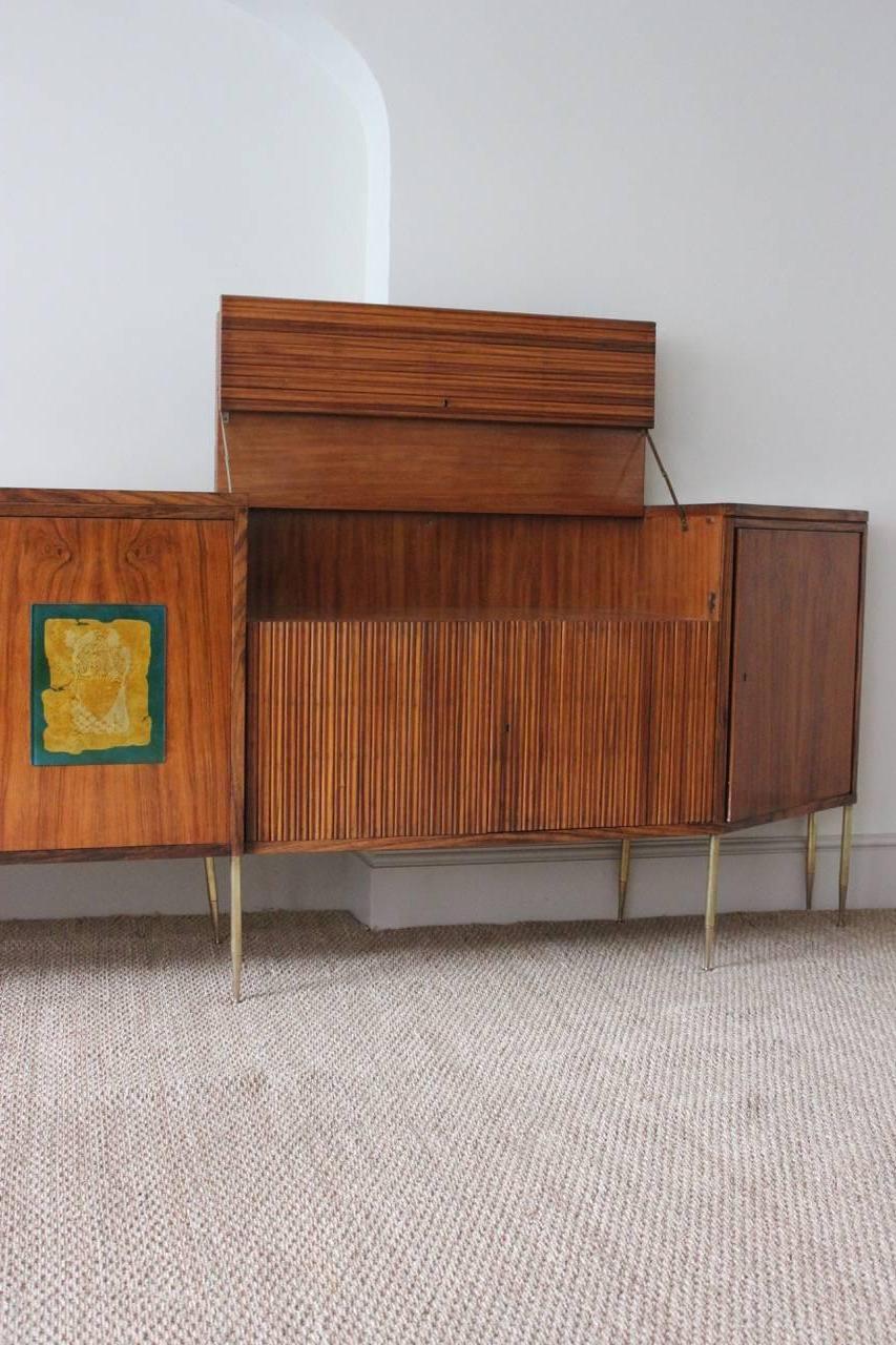 Gilt Large Italian 1960s Rosewood Side Cabinet