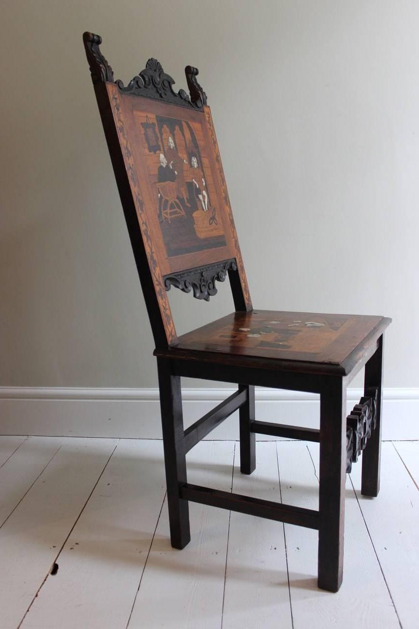 Set of Six Italian 19th Century Marquetry Chairs For Sale 1