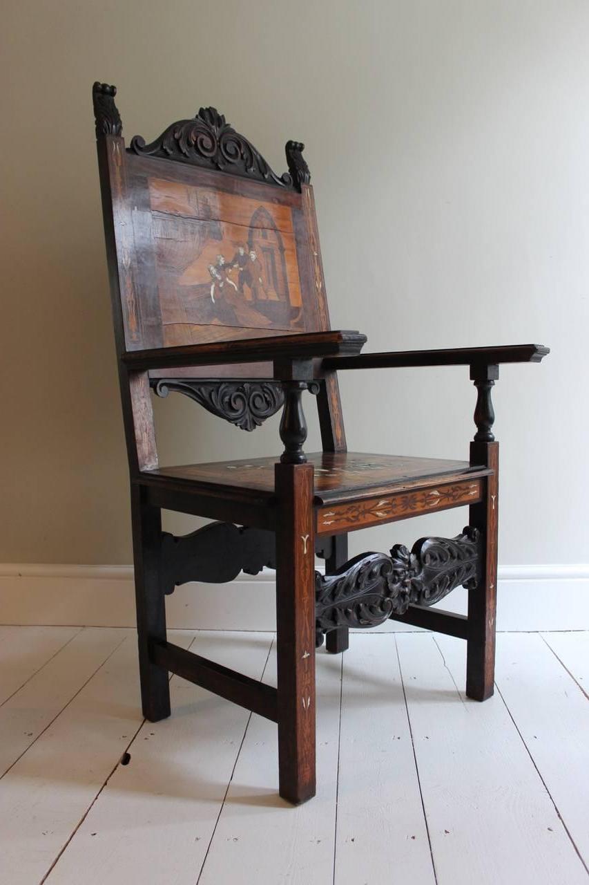 Set of Six Italian 19th Century Marquetry Chairs For Sale 4