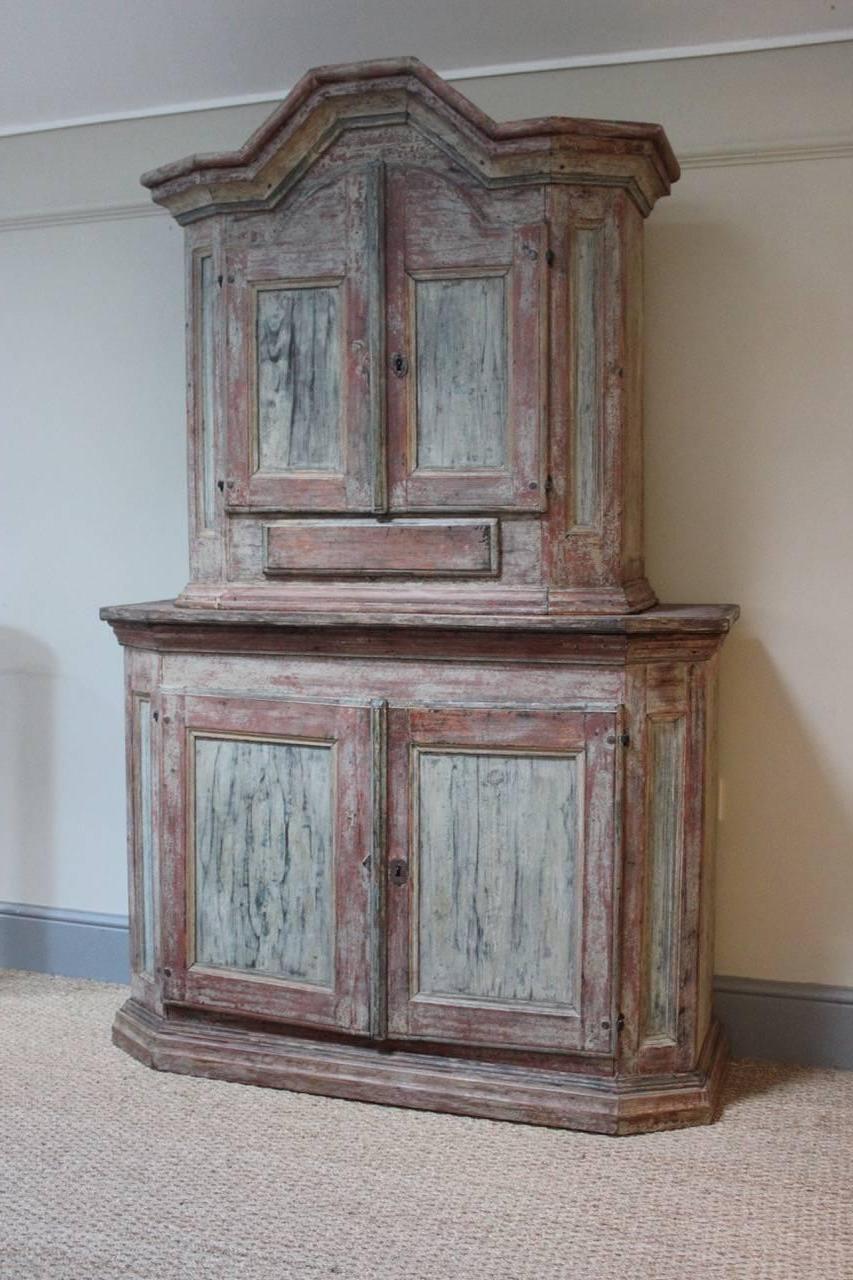 Baroque 18th Century Swedish Painted Cupboard with Original Paint