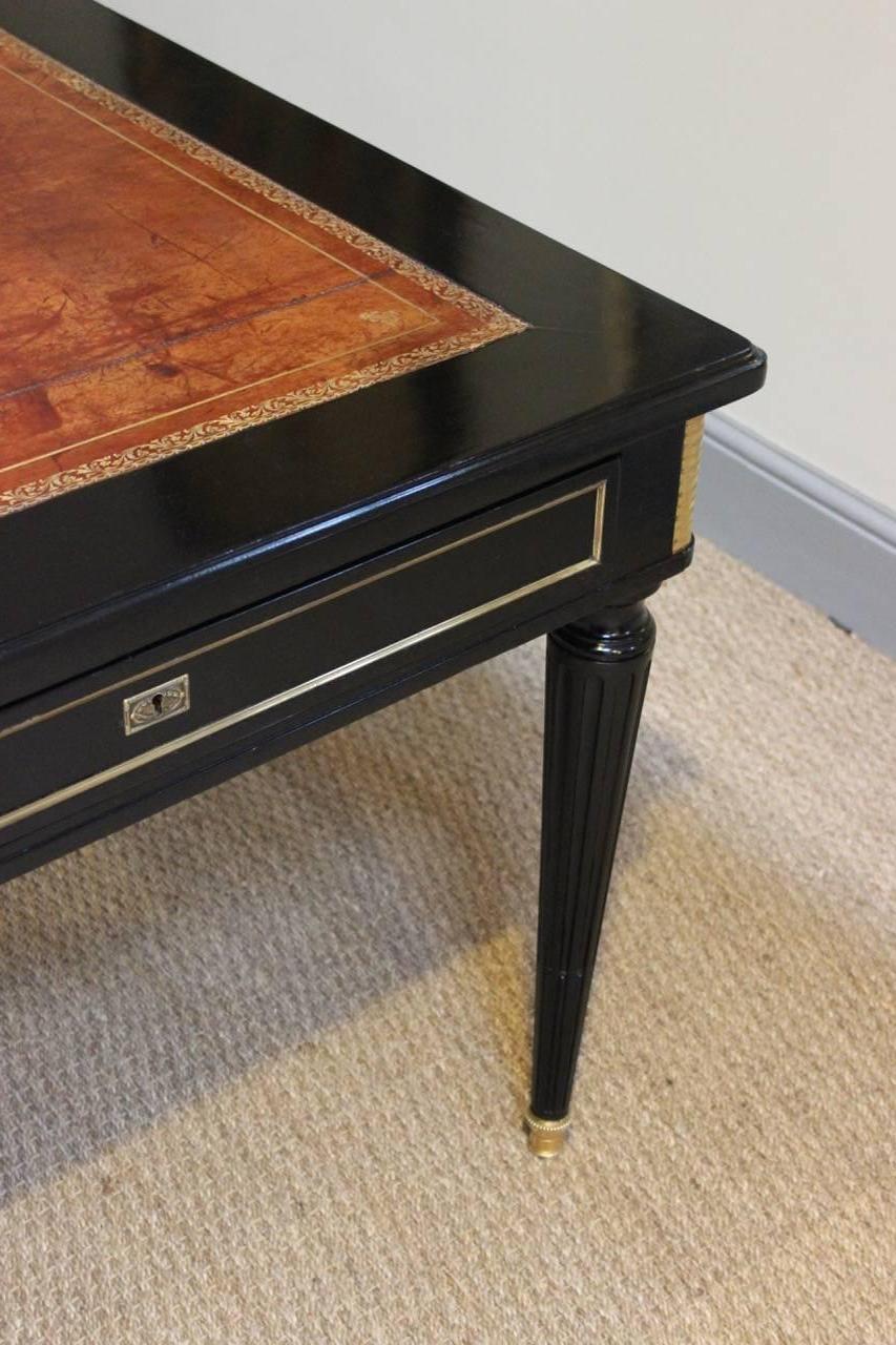 Large Louis XVI Style Double-Sided Ebonized Desk In Excellent Condition In Gloucestershire, GB