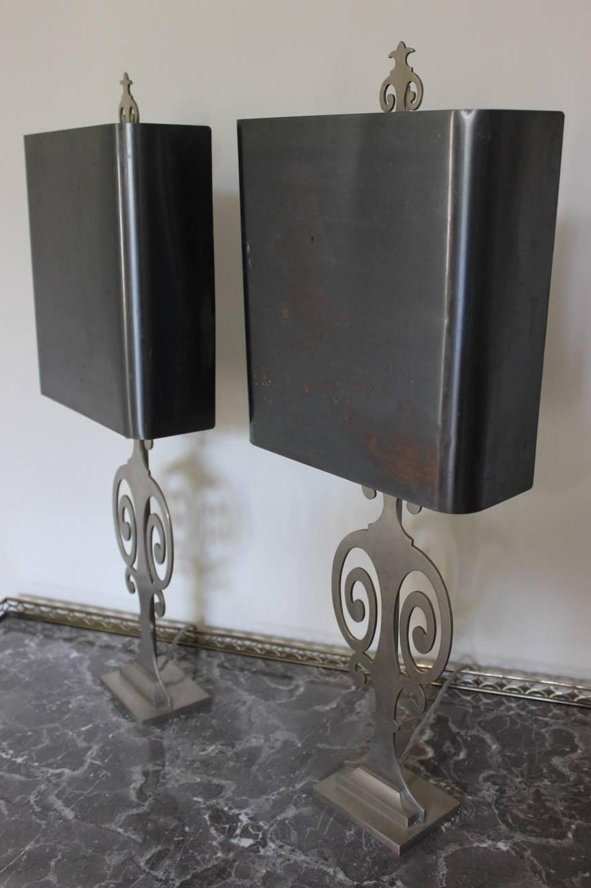 20th Century Pair of 1960s Steel Maison Charles Silhouette Table Lamps