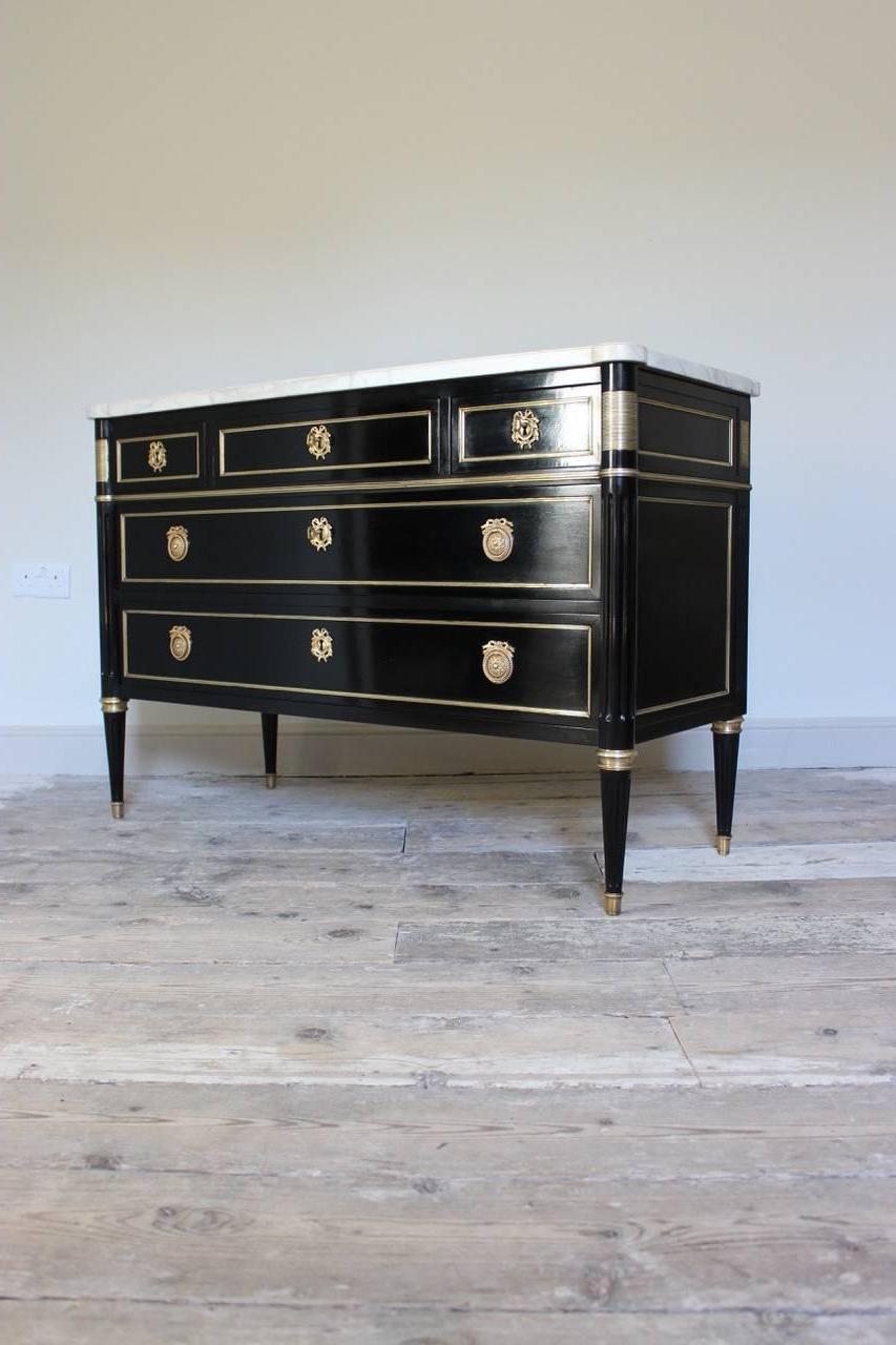 French Louis XVI Revival Ebonized Commode, circa 1950s In Excellent Condition In Gloucestershire, GB