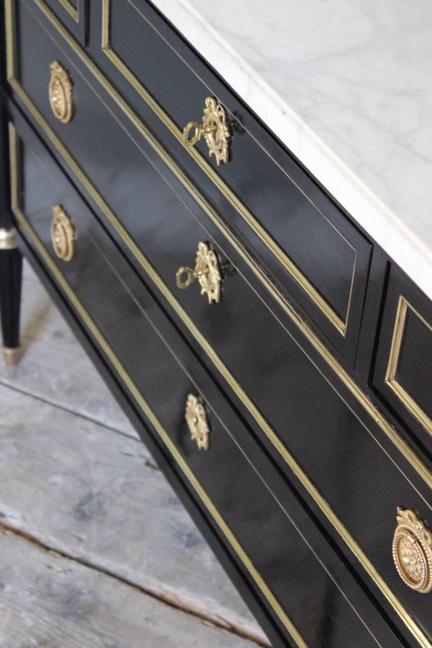 French Louis XVI Revival Ebonized Commode, circa 1950s 1