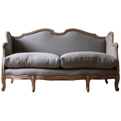 Antique French Louis XV Style Linen Sofa, circa 1900