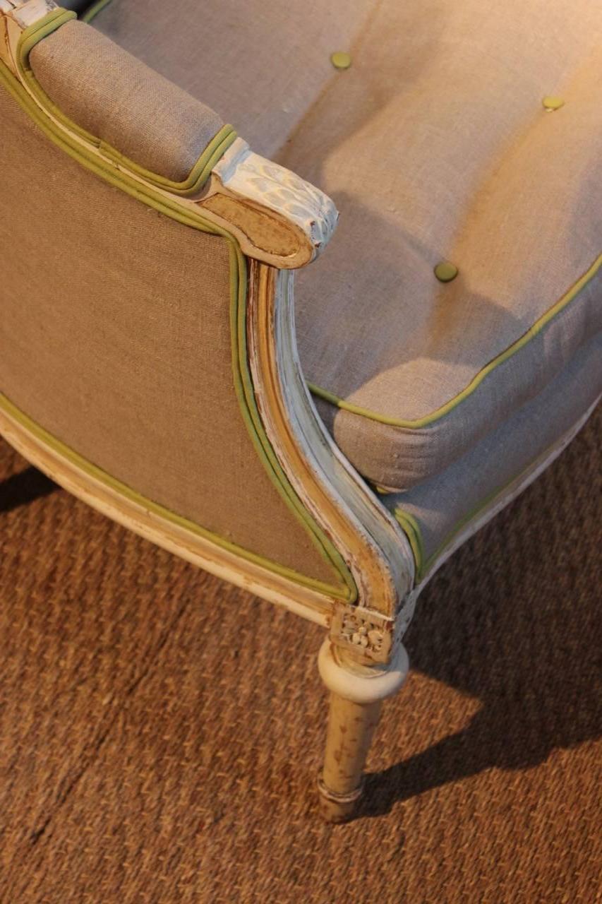 Upholstery Pair of 19th Century French Painted Armchairs
