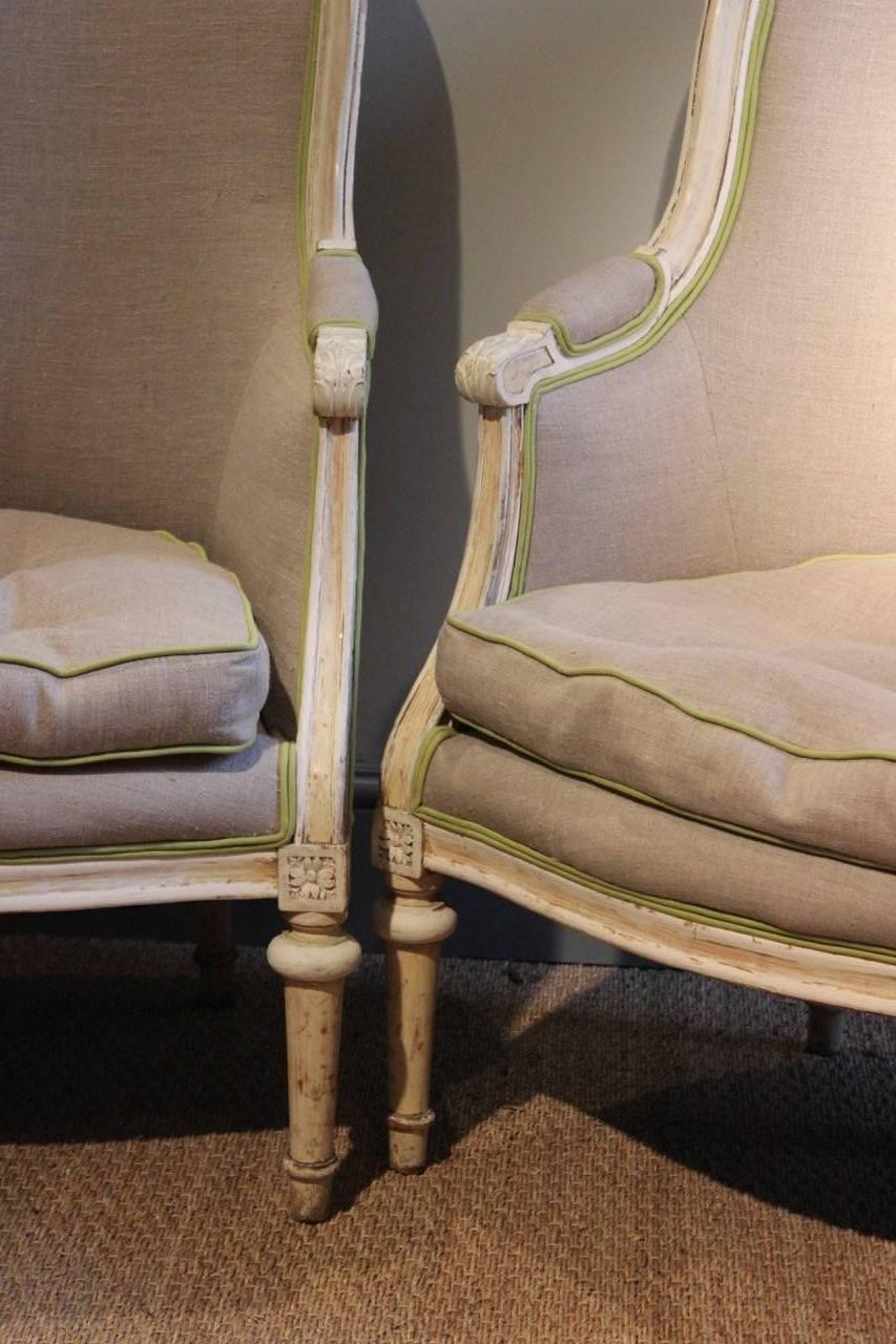 Louis XVI Pair of 19th Century French Painted Armchairs