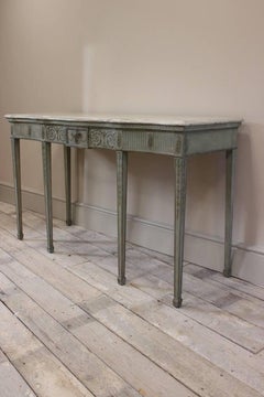 Pale Green Painted Adam-Style Console Table, circa 1920s