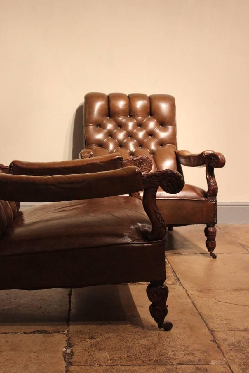 Pair of 19th Century Leather Armchairs In Excellent Condition In Gloucestershire, GB