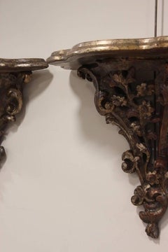 Pair of Carved Wall Brackets, circa 1920s