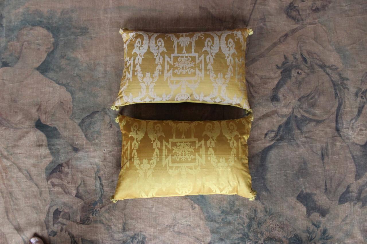 Fine 19th Century French Silk Damask Cushions 3