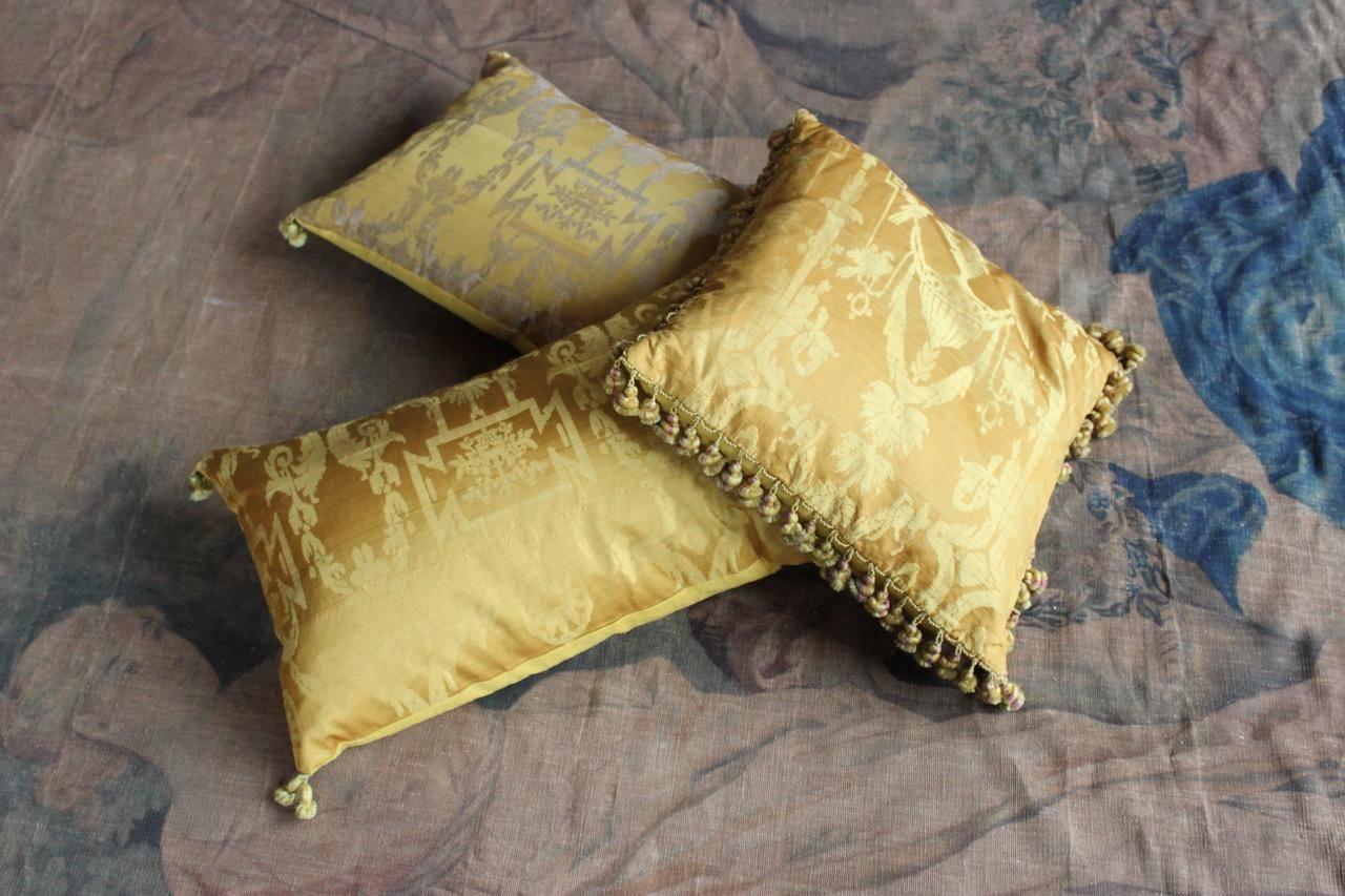 Fine 19th Century French Silk Damask Cushion 3