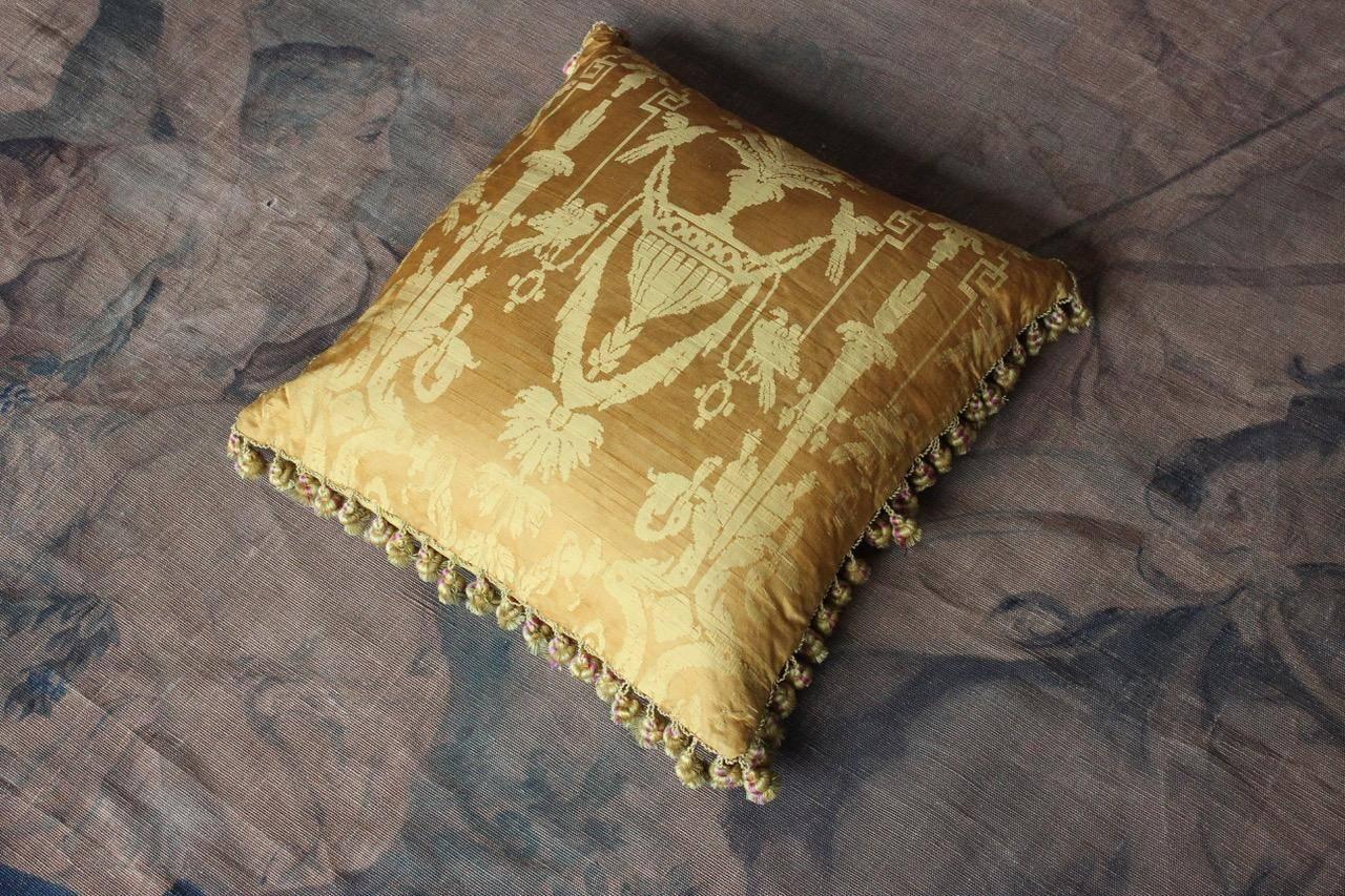Fine 19th Century French Silk Damask Cushion 5