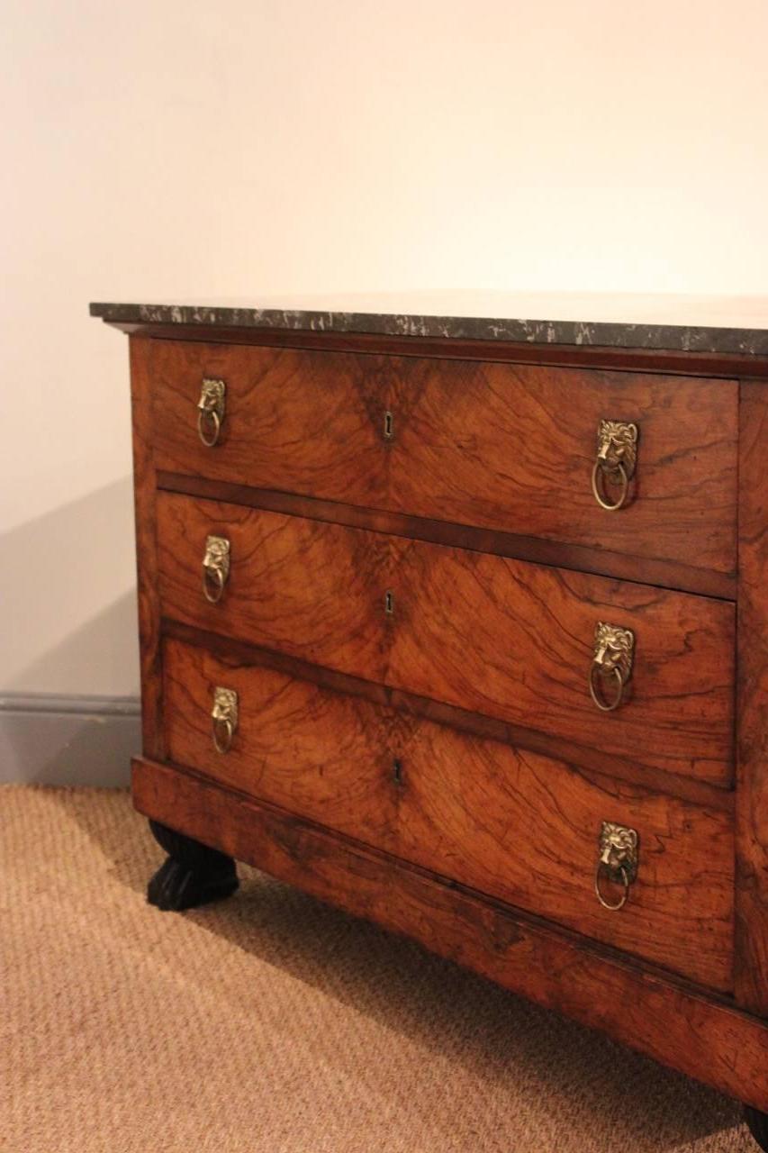 Marble Early 19th Century French Empire Walnut Commode