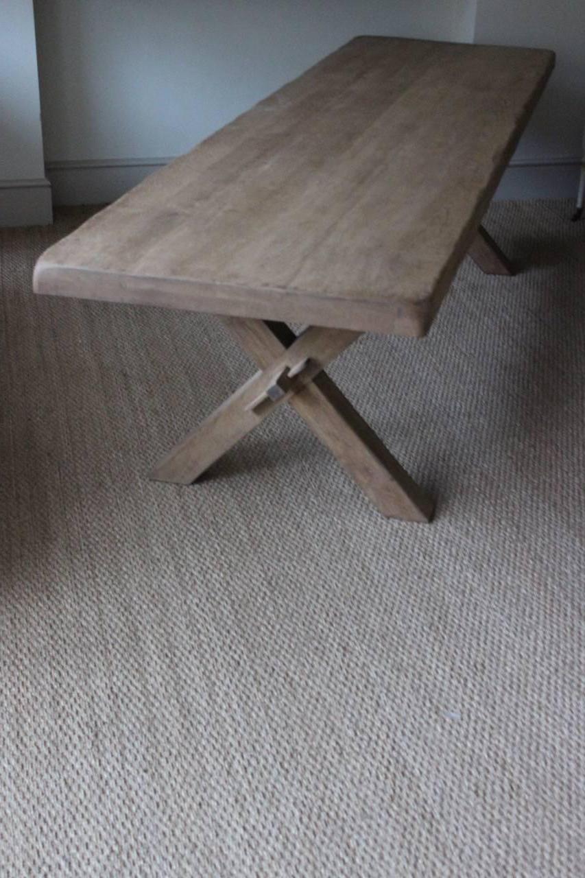 20th Century Large 1940s Bleached Oak X-Frame Dining Table