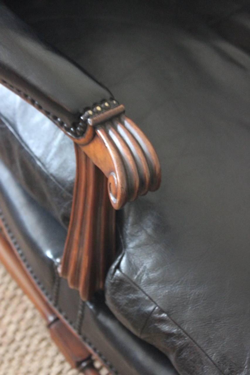 Leather Comfortable Pair of 1930s French Library Armchairs