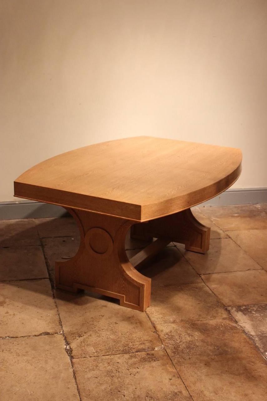 French Art Deco Style Limed Oak Extending Dining Table In Excellent Condition For Sale In Gloucestershire, GB