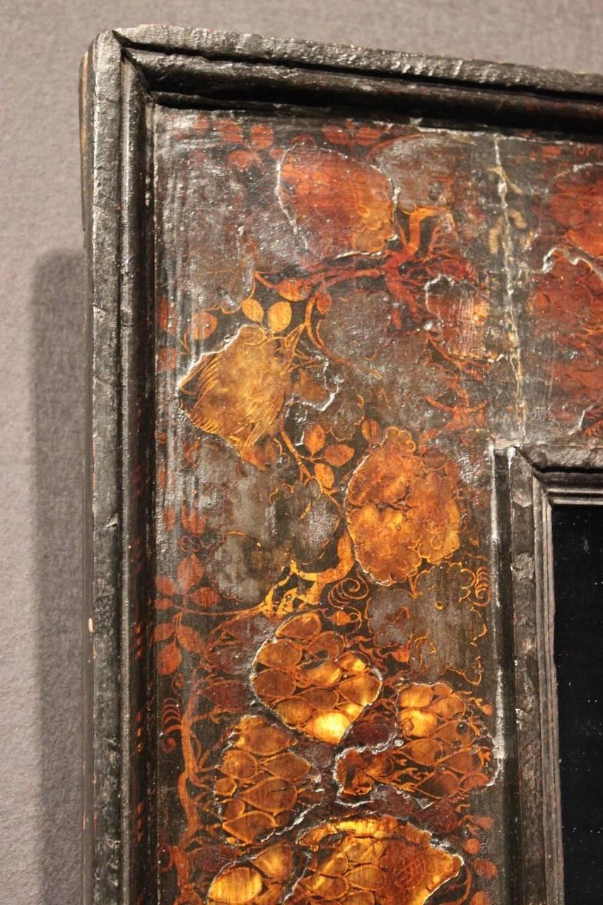 17th Century Unusual 18th Century Dutch Japanned Mirror