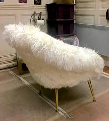 Fritz Neth Pair of Chairs with Tapered Metal Legs Newly Covered in Sheepskin Fur