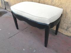 Sue et Mare Ebonized Solid Wood Refined Newly Restored in Neutral Cloth