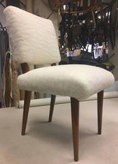 Jean Royere Ash Rare Set of Three Chairs Covered in Wool Faux Fur