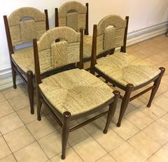 J.E.Ruhlmann Rare Set of Four Chairs Model "Rendez-vous des pêcheurs de truite"