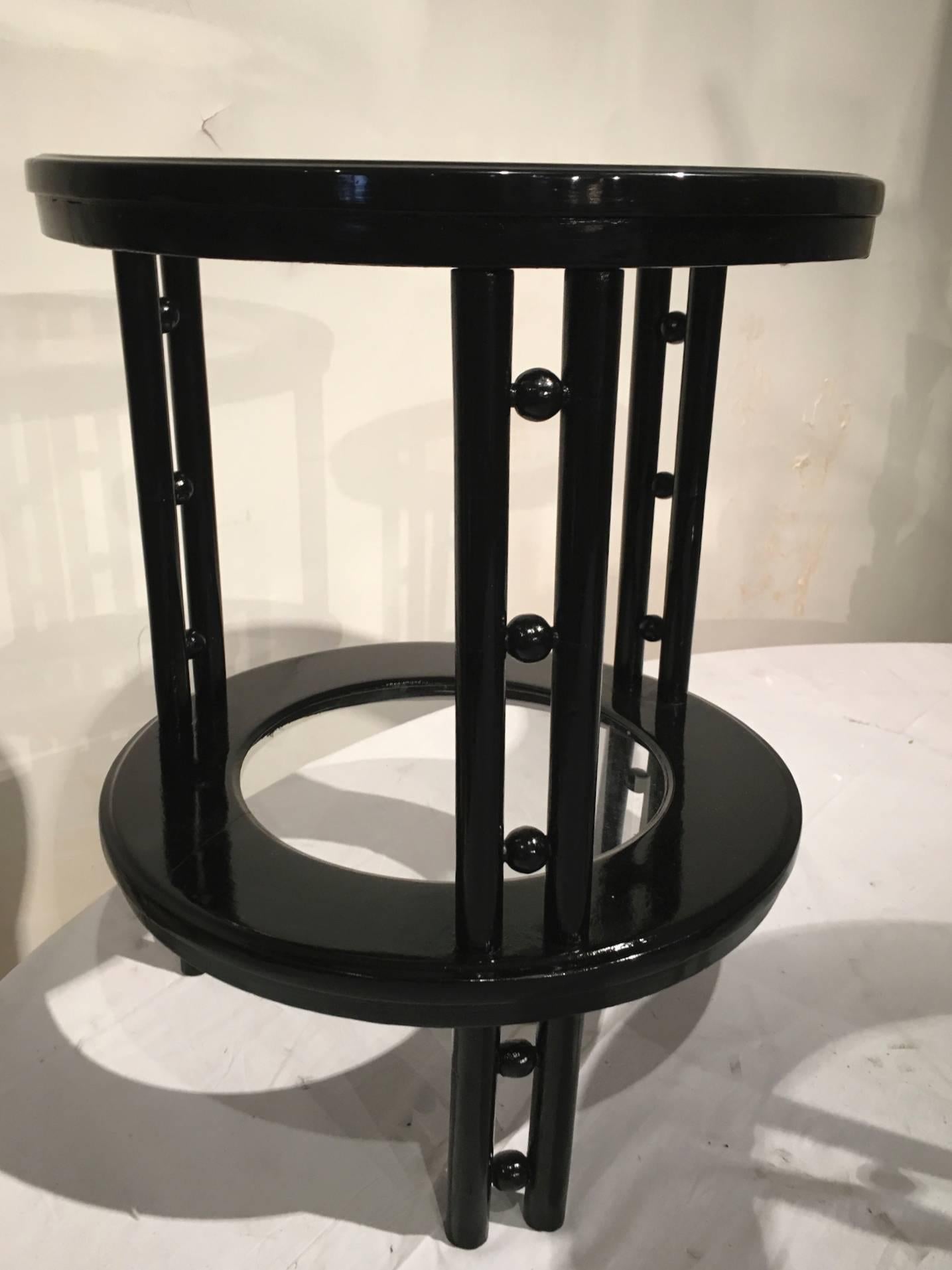 Late 19th Century Josef Hoffmann Pair of Secession Two-Tier Side Tables in Black Lacquer For Sale
