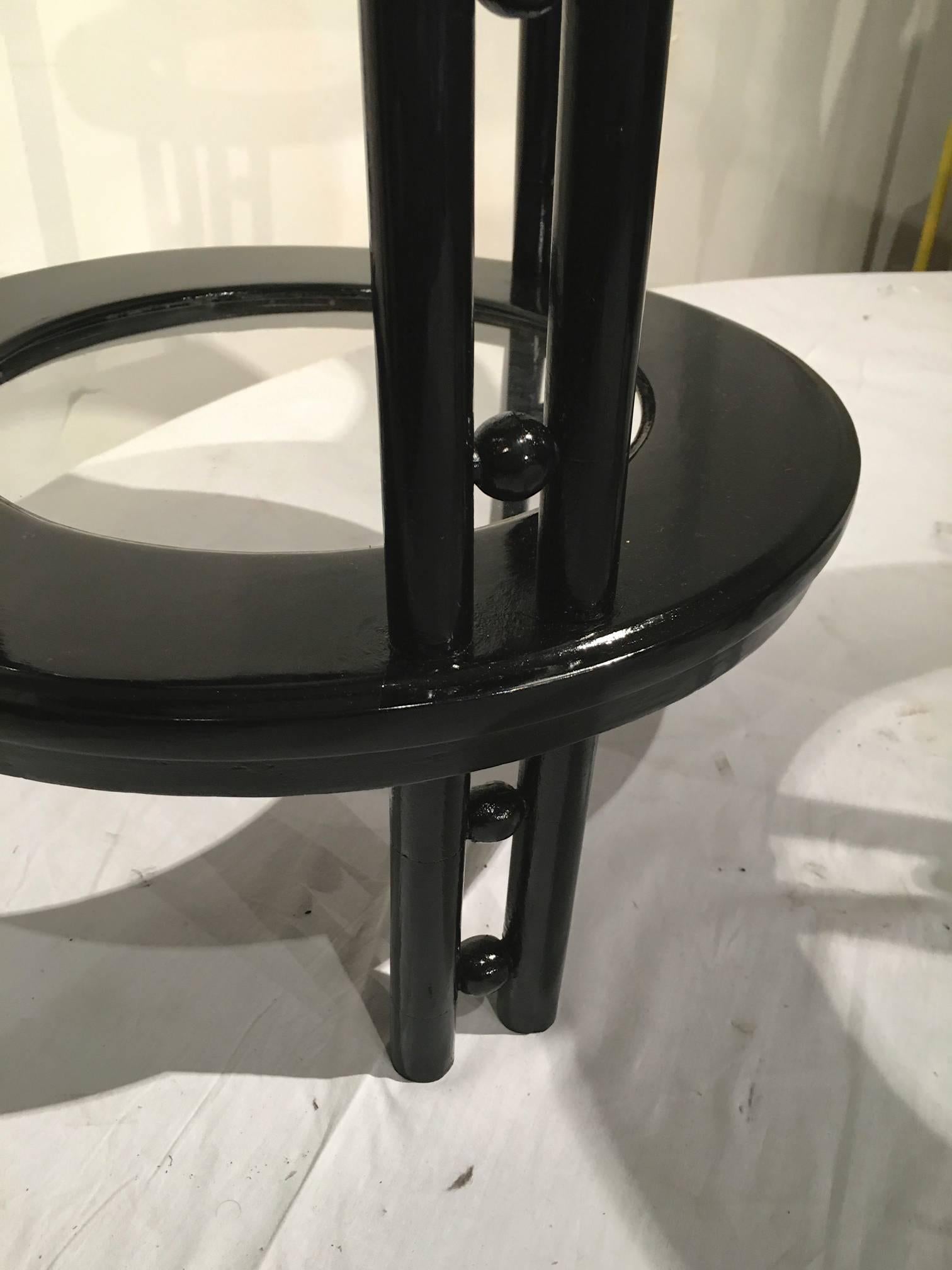 Lacquered Josef Hoffmann Pair of Secession Two-Tier Side Tables in Black Lacquer For Sale