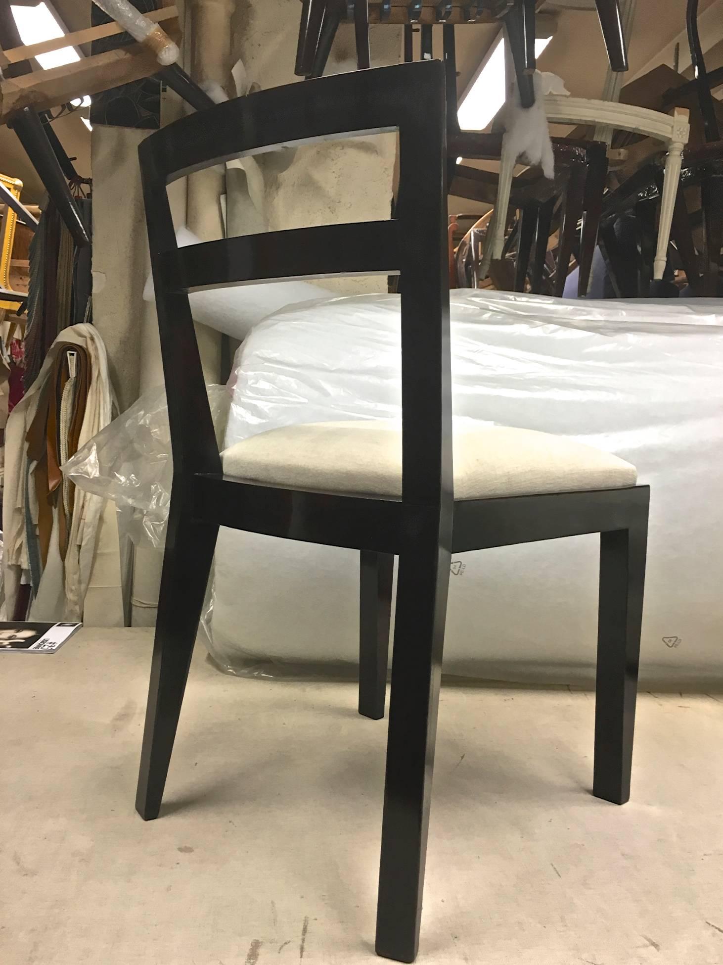Jean Royère Set of Four Chairs with Tapered Back and Front Legs In Excellent Condition For Sale In Paris, ile de france