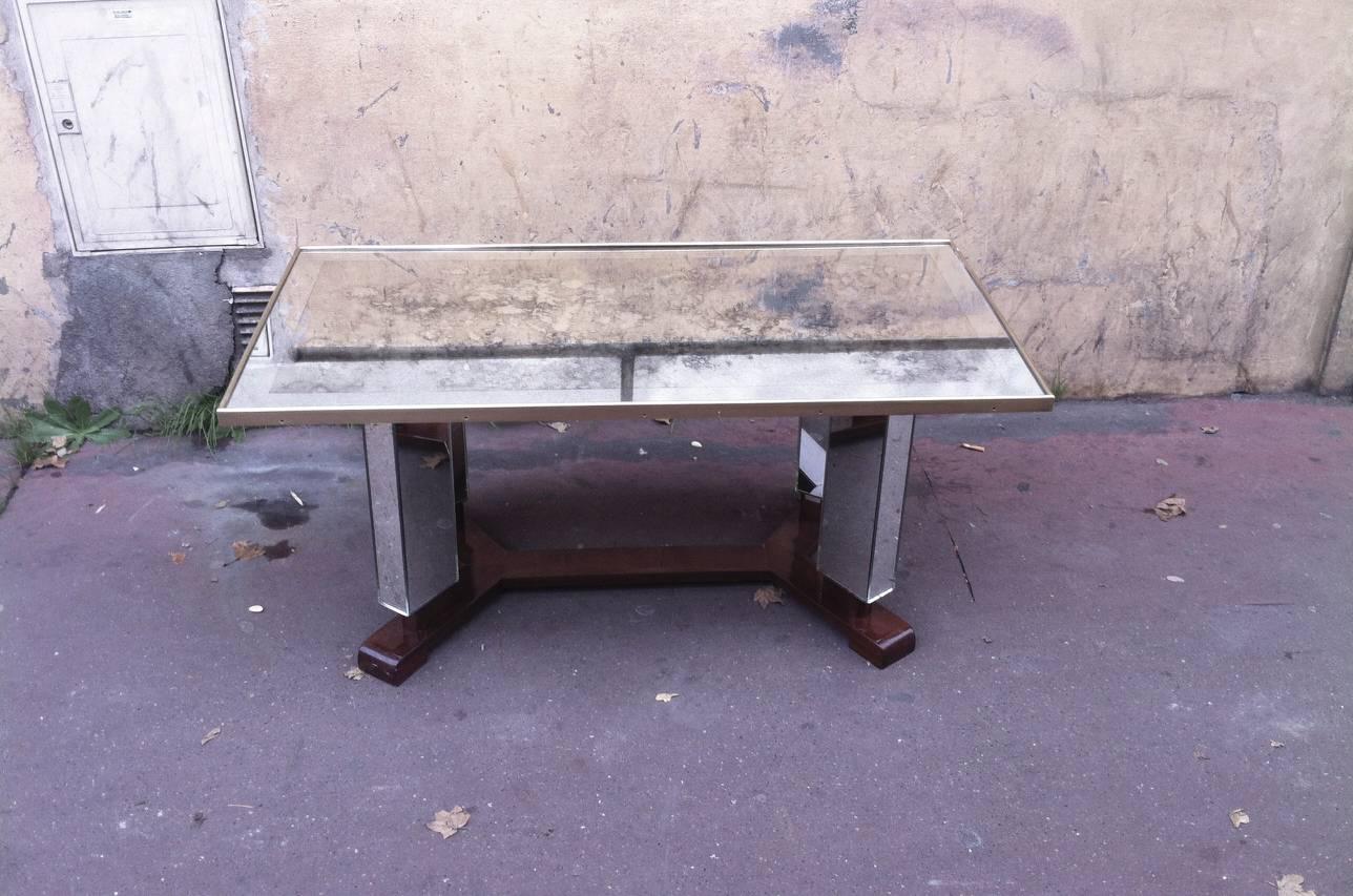 Jules Leleu Signed and Documented Mirrored Coffee Table 1