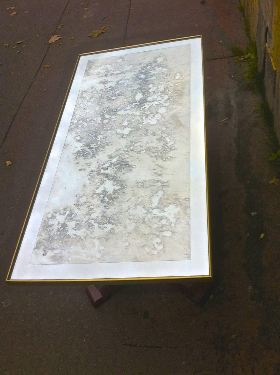 Jules Leleu Signed and Documented Mirrored Coffee Table In Excellent Condition In Paris, ile de france
