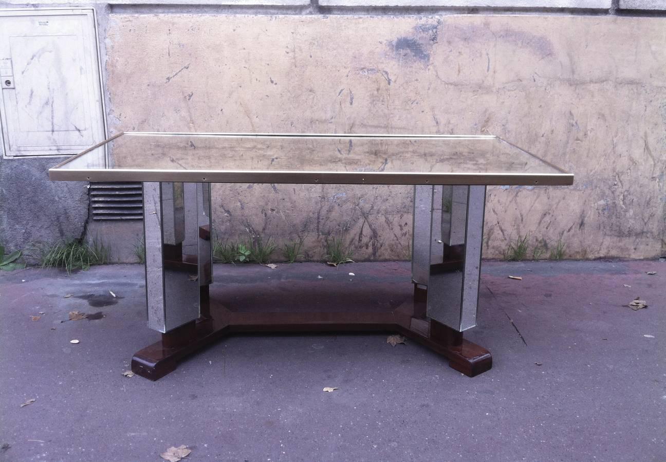Jules Leleu Signed and Documented Mirrored Coffee Table 2