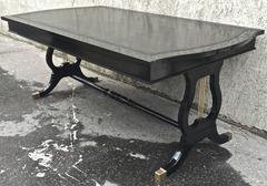 Maison Jansen Exceptionally Long Neoclassic Black Lacquered Coffee Table