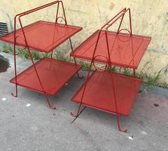 Style of Mathieu Matégot Awesome Pair of Two Tiers Side Tables