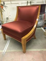 André Arbus Chicest Pair of Slipper Chair Newly Covered in Veraseta Satin